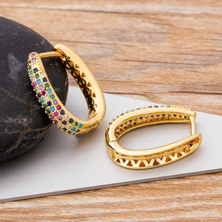 Colorful Crystal Hoop Dangle Earrings