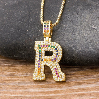 Initial Letter Colourful Charm Necklace