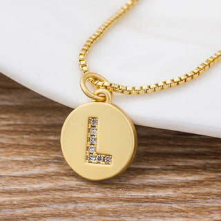 Tiny Round Initial Pendant Necklace