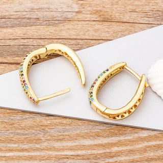 Colorful Crystal Hoop Dangle Earrings