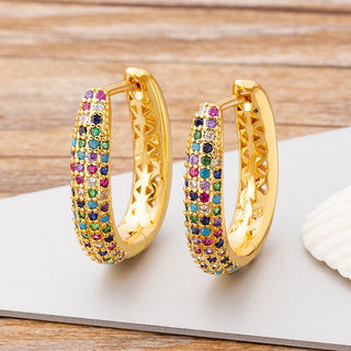 Colorful Crystal Hoop Dangle Earrings