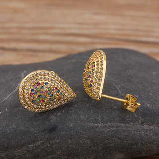 Gold Color Water Drop Shape Stud Earrings