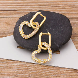 Heart Shaped Dangle Earrings - 3 Colours