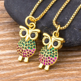 Rainbow Owl Charm Necklace