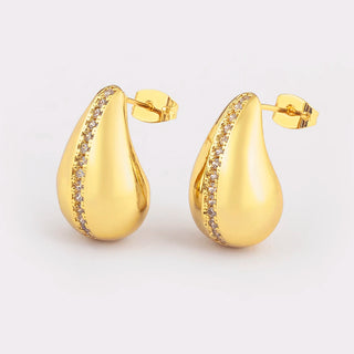 Water Drop Chunky Earrings in Silver and Gold