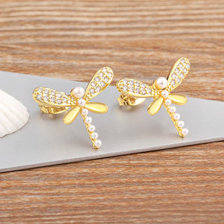 Luxury Dragonfly Stud Earrings