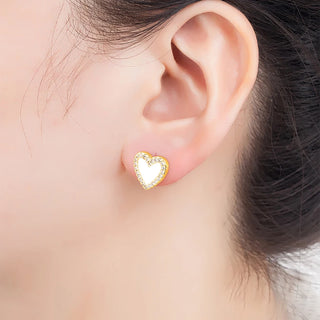 Simple Heart Shaped Studs - White and Black Styles