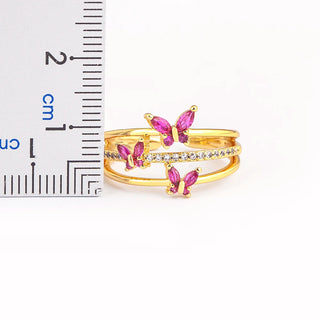 Three Layers Lucky Butterfly Rings - 5 Colours