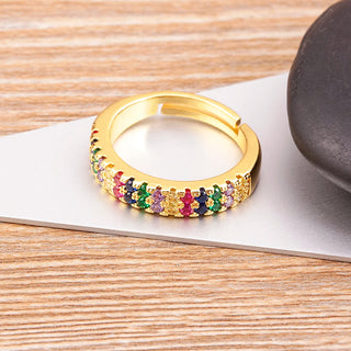 Gold Rhinestone Rainbow Ring
