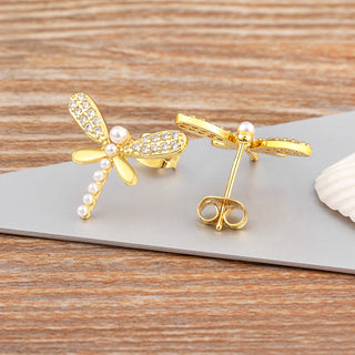 Luxury Dragonfly Stud Earrings