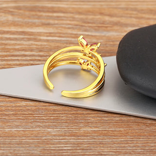 Three Layers Lucky Butterfly Rings - 5 Colours