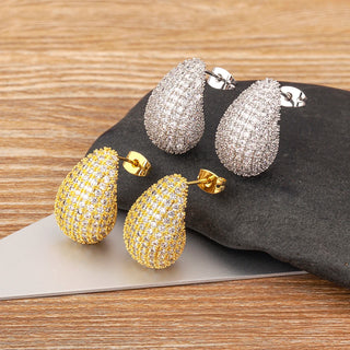Dazzling Gloss Waterdrop Full Zircon Earrings in Gold or Silver