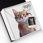 Cat Personalized Name Necklace and Custom Cartoonified Message Card