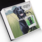 Dog Personalized Name Necklace and Custom Cartoonified Message Card