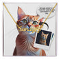 Cat Personalized Name Necklace and Custom Cartoonified Message Card