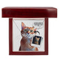 Cat Personalized Name Necklace and Custom Cartoonified Message Card