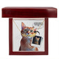 Cat Personalized Name Necklace and Custom Cartoonified Message Card