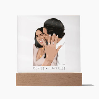 Engagement Portrait | Custom Vector Art | Square Acrylic Plaque