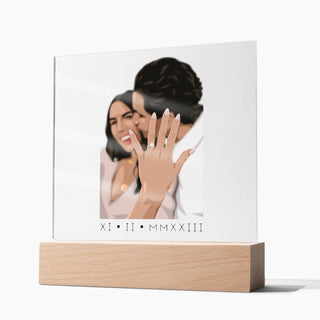 Engagement Portrait | Custom Vector Art | Square Acrylic Plaque