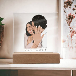Engagement Portrait | Custom Vector Art | Square Acrylic Plaque