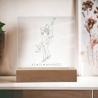 Couples Portrait | Custom Line Art | Square Acrylic Plaque