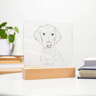 Pet Portrait | Custom Line Art | Square Acrylic Plaque