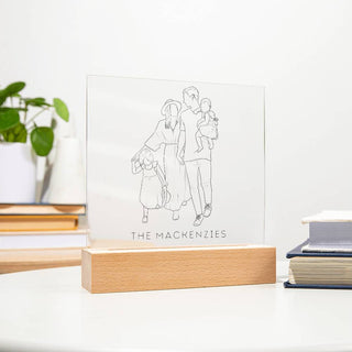 Family Portrait | Custom Line Art | Square Acrylic Plaque