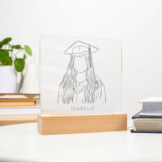 Graduation Portrait | Custom Line Art | Square Acrylic Plaque