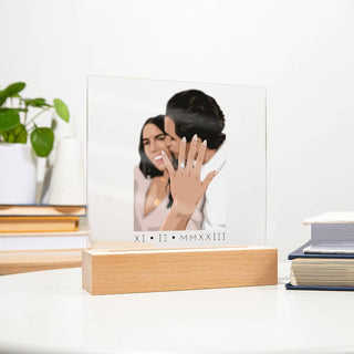 Engagement Portrait | Custom Vector Art | Square Acrylic Plaque