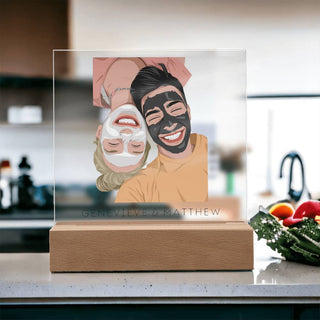 Couples Portrait | Custom Vector Art | Square Acrylic Plaque
