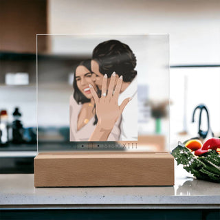 Engagement Portrait | Custom Vector Art | Square Acrylic Plaque