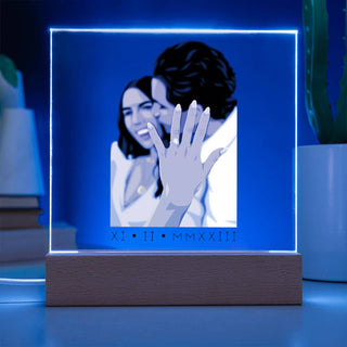 Engagement Portrait | Custom Vector Art | Square Acrylic Plaque