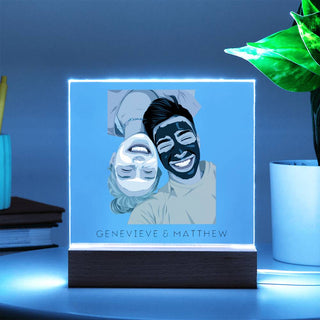 Couples Portrait | Custom Vector Art | Square Acrylic Plaque