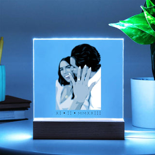 Engagement Portrait | Custom Vector Art | Square Acrylic Plaque