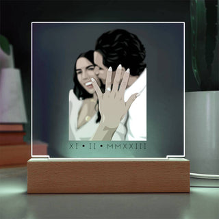 Engagement Portrait | Custom Vector Art | Square Acrylic Plaque