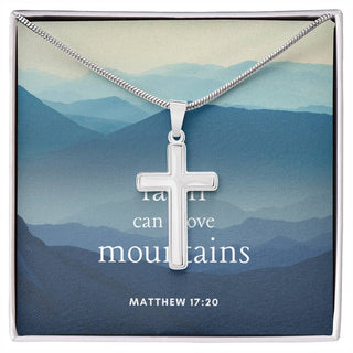 Faith Can Move Mountains Cross Necklace