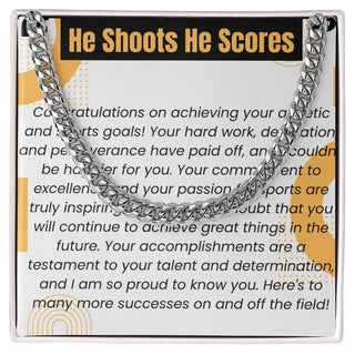 He Shoots He Scores Athletic Accomplishment Necklace for him - Atelier Prints