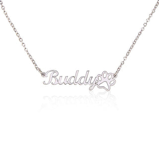 Paw Print Personalized Custom Pet Name Necklace - Atelier Prints