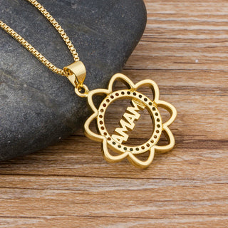 Mother's Day MaMa Pendant Sunflower Necklace