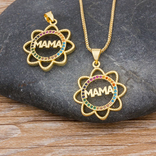 Mother's Day MaMa Pendant Sunflower Necklace