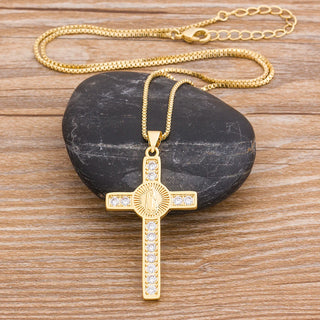 Rhinestone Cross Pendant Necklace - 10 Styles