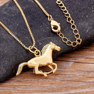 Wild Stallion Gold Pendant Necklace