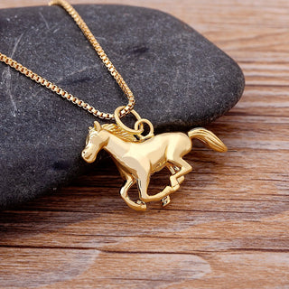 Wild Stallion Gold Pendant Necklace