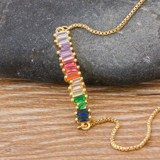 Colourful Rhinestone Pendant Gold Chain Necklace