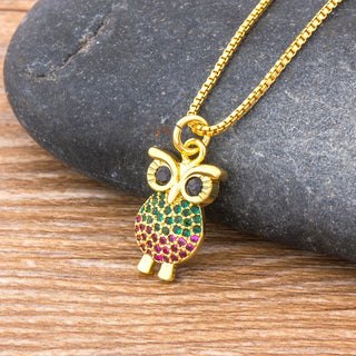 Rainbow Owl Charm Necklace