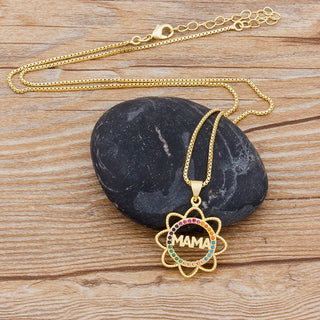 Mother's Day MaMa Pendant Sunflower Necklace