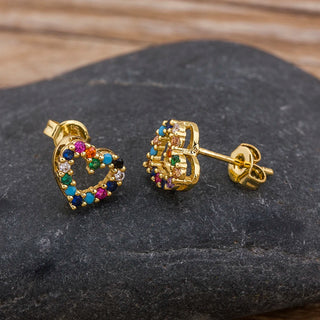 Rainbow Heart Stud Earrings