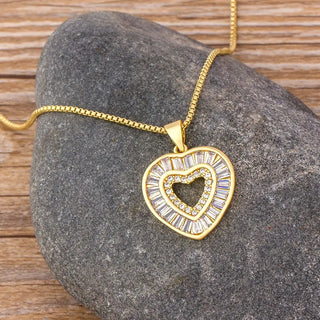 Romantic Heart Pendant Long Chain Necklace