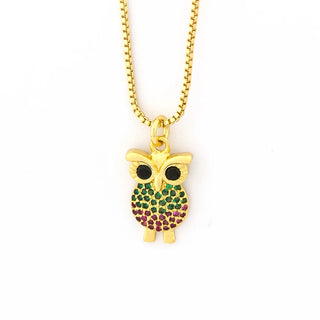 Rainbow Owl Charm Necklace