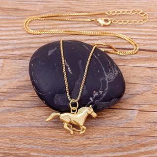 Wild Stallion Gold Pendant Necklace